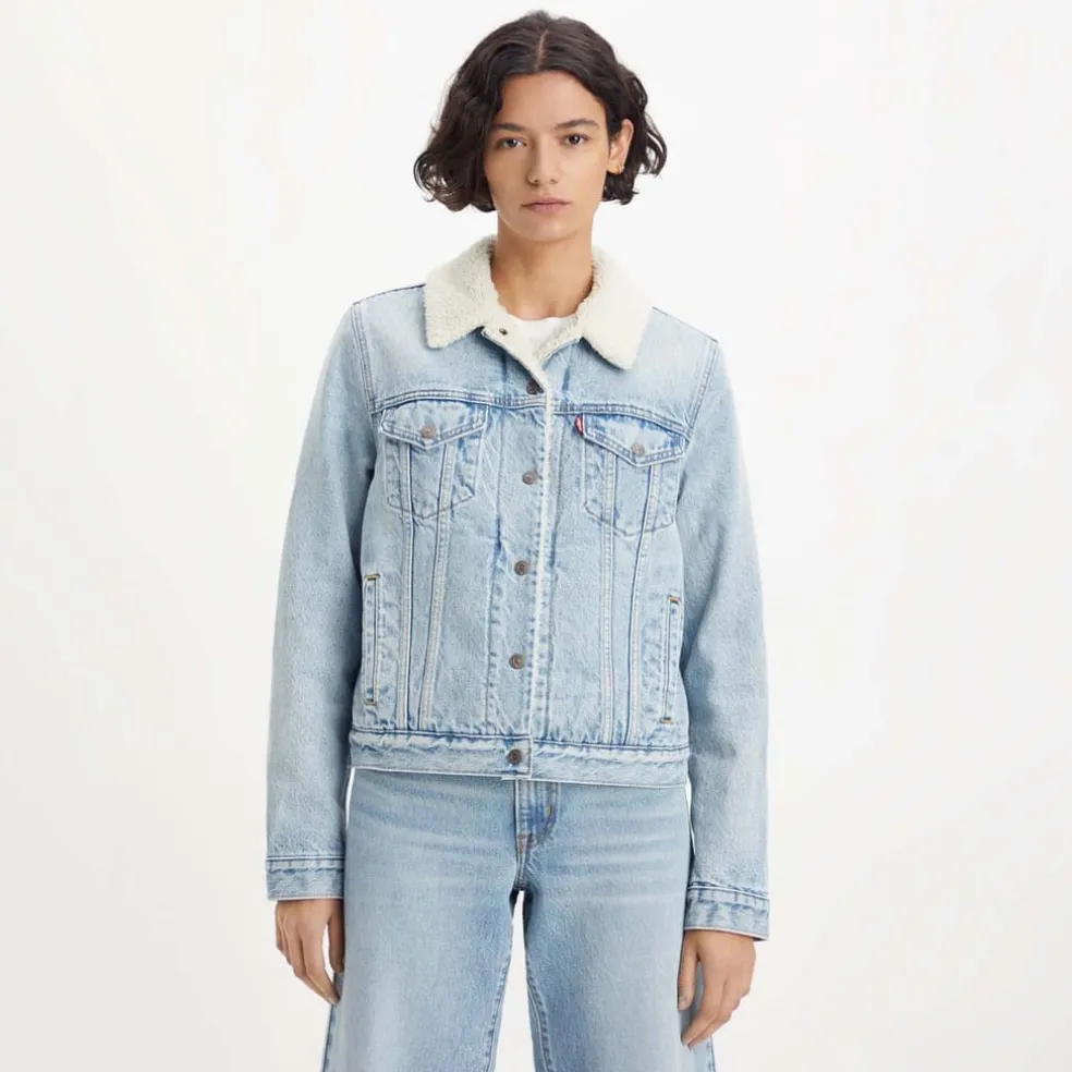 Levis Original Sherpa Trucker Jacket in Light Blue
