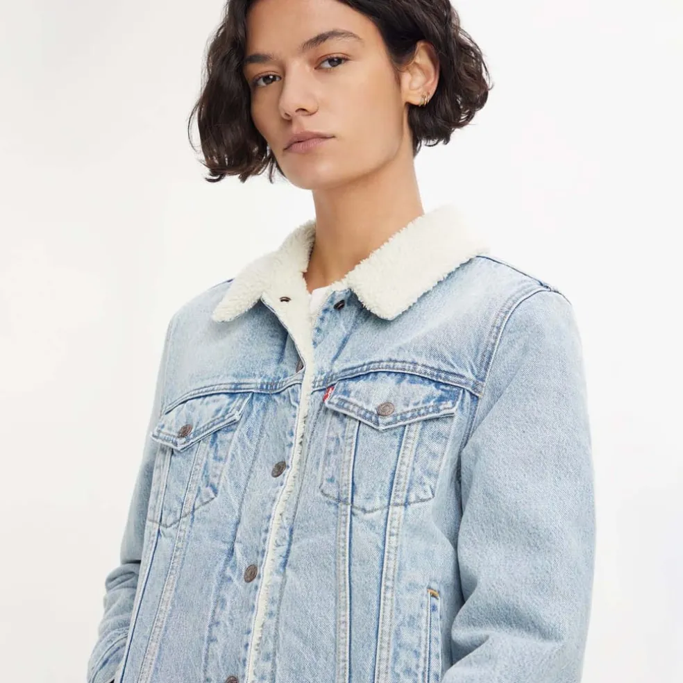 Levis Original Sherpa Trucker Jacket in Light Blue
