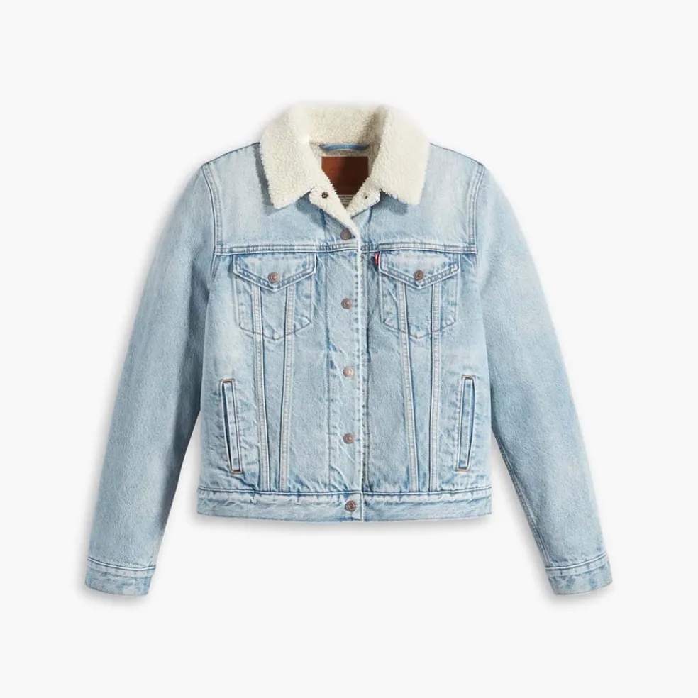 Levis Original Sherpa Trucker Jacket in Light Blue