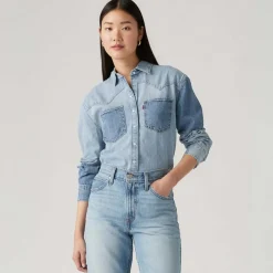 Levis Teodora Lightweight Western Denim Shirt in Light Blue