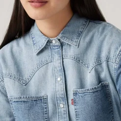 Levis Teodora Lightweight Western Denim Shirt in Light Blue