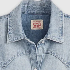 Levis Teodora Lightweight Western Denim Shirt in Light Blue