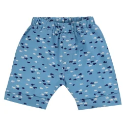 Lilly and Sid And Sid Blue Fish Print Top Short And Bib Set in Multi