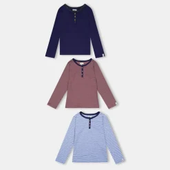 Lilly and Sid And Sid Multicoloured Plain Ana Stripe Top 3 Pack in Multi