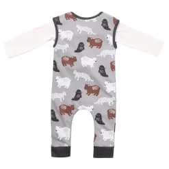 Lilly and Sid And Sid Multicoloured Mixed Animal Print Top And Dungarees Set in Multi