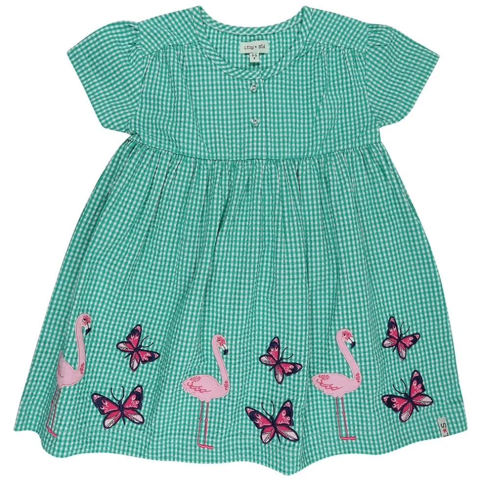 Lilly and Sid Gingham App Drss in Green