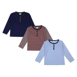 Lilly and Sid 3pk Henley Top in Multi