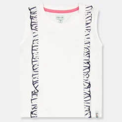 Lilly and Sid Stripe Frill Top in White