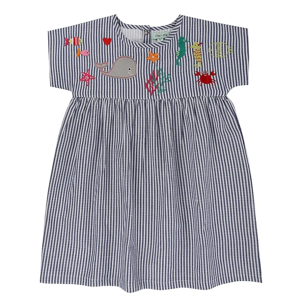 Lilly and Sid Yoke Dress in Blue