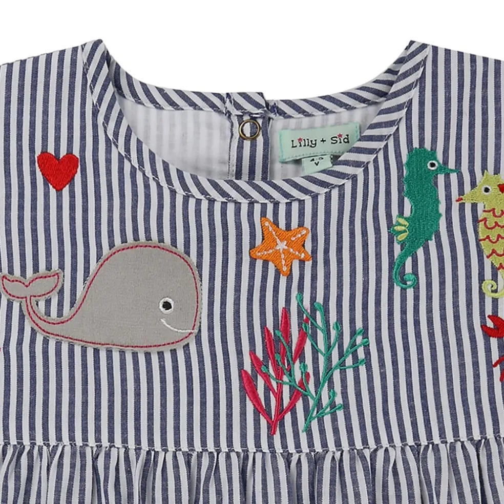 Lilly and Sid Yoke Dress in Blue