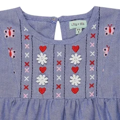 Lilly and Sid Yoke Dress in Blue