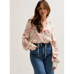 Lily and Lionel Billowy Sleeves Wishing Well Print Blouse In Multi in Neutral