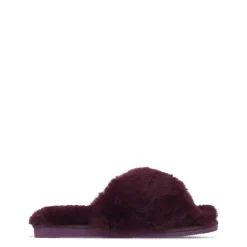 Linea Faux Fur Crossover Slipper in Purple