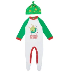 Linea Unisex Baby Family Christmas Sprout Sleepsuit in Green