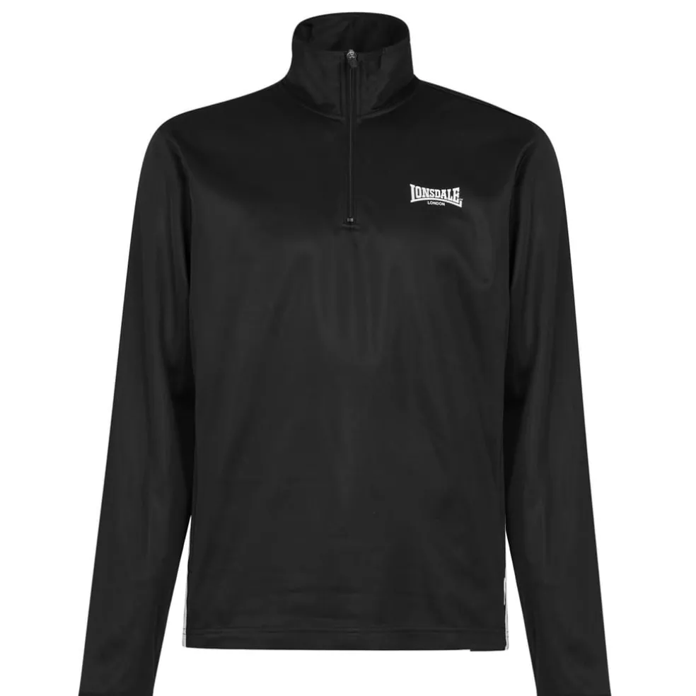 lonsdale Mens 2s Quarter Zip Track Top in Black