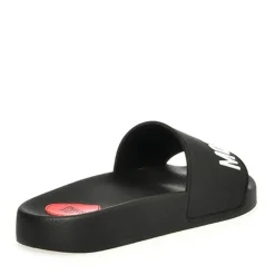 Love Moschino Embossed Logo Sliders in Black