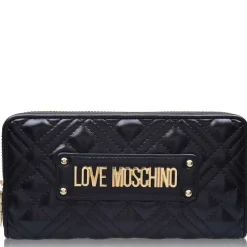 Love Moschino Quilted Logo Zipped Purse in Black