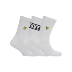 Lyle And Scott 3 Pack Lettering Crew Socks in White