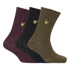 Lyle And Scott 3 Pack of Chunky Knitted Socks in Multi colour