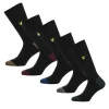 Lyle And Scott 5 Pack of Contrast Socks in Black