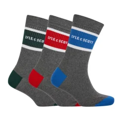 Lyle And Scott 3 Pack of Design Sport Socks in Grey