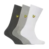 Lyle And Scott 3 Pack of Plain Socks in Grey