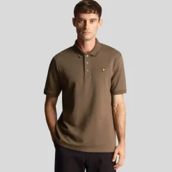 Lyle And Scott Chunky Slub Polo Shirt in olive