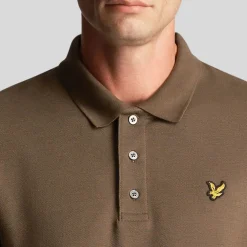 Lyle And Scott Chunky Slub Polo Shirt in olive