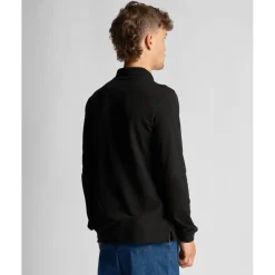 Lyle And Scott Co-Ordinate Print Long Sleeve Polo Shirt in Black
