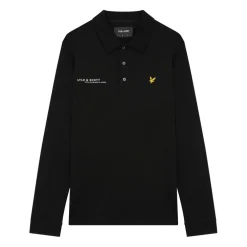 Lyle And Scott Co-Ordinate Print Long Sleeve Polo Shirt in Black