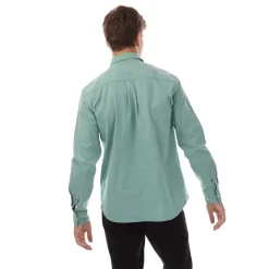 Lyle And Scott Cotton Linen Button Down Shirt in Turquoise