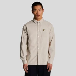 Lyle And Scott Cotton Linen Button Down Shirt in Cream