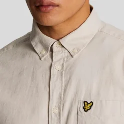 Lyle And Scott Cotton Linen Button Down Shirt in Cream