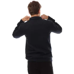 Lyle And Scott Embroidered Collared Quarter Zip Sweatshirt in Navy