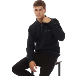 Lyle And Scott Embroidered Collared Quarter Zip Sweatshirt in Navy