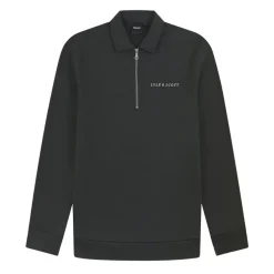 Lyle And Scott Embroidered Collared Quarter Zip Sweatshirt in Gunmetal