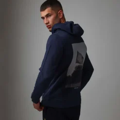 Lyle And Scott Flag Print Pullover Hoodie in Navy