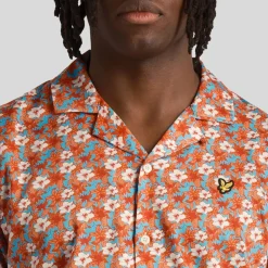 Lyle And Scott Floral Print Resort Shirt in Orange