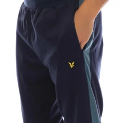 Lyle And Scott Fly Fleece Colour Block Tracksuit Bottoms in Navy