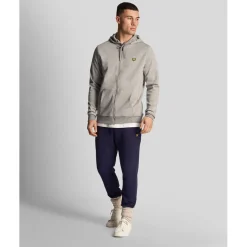 Lyle And Scott Full Zip Fly Fleece Hoodie in Grey