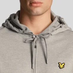 Lyle And Scott Full Zip Fly Fleece Hoodie in Grey