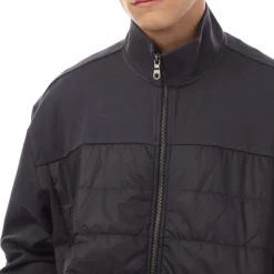 Lyle And Scott Interlock Hybrid Panelled Bomber Jacket in Navy