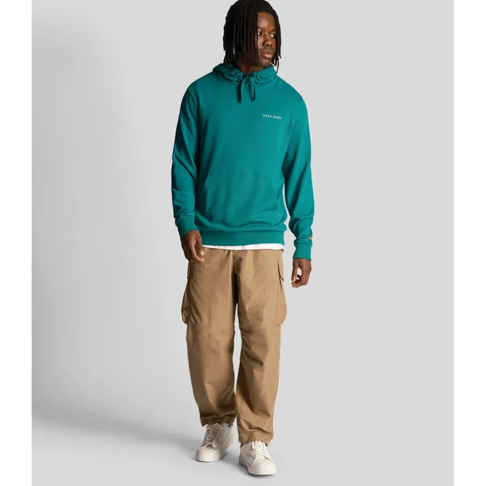 Lyle And Scott Loopback Embroidered Hoodie in Green