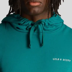 Lyle And Scott Loopback Embroidered Hoodie in Green