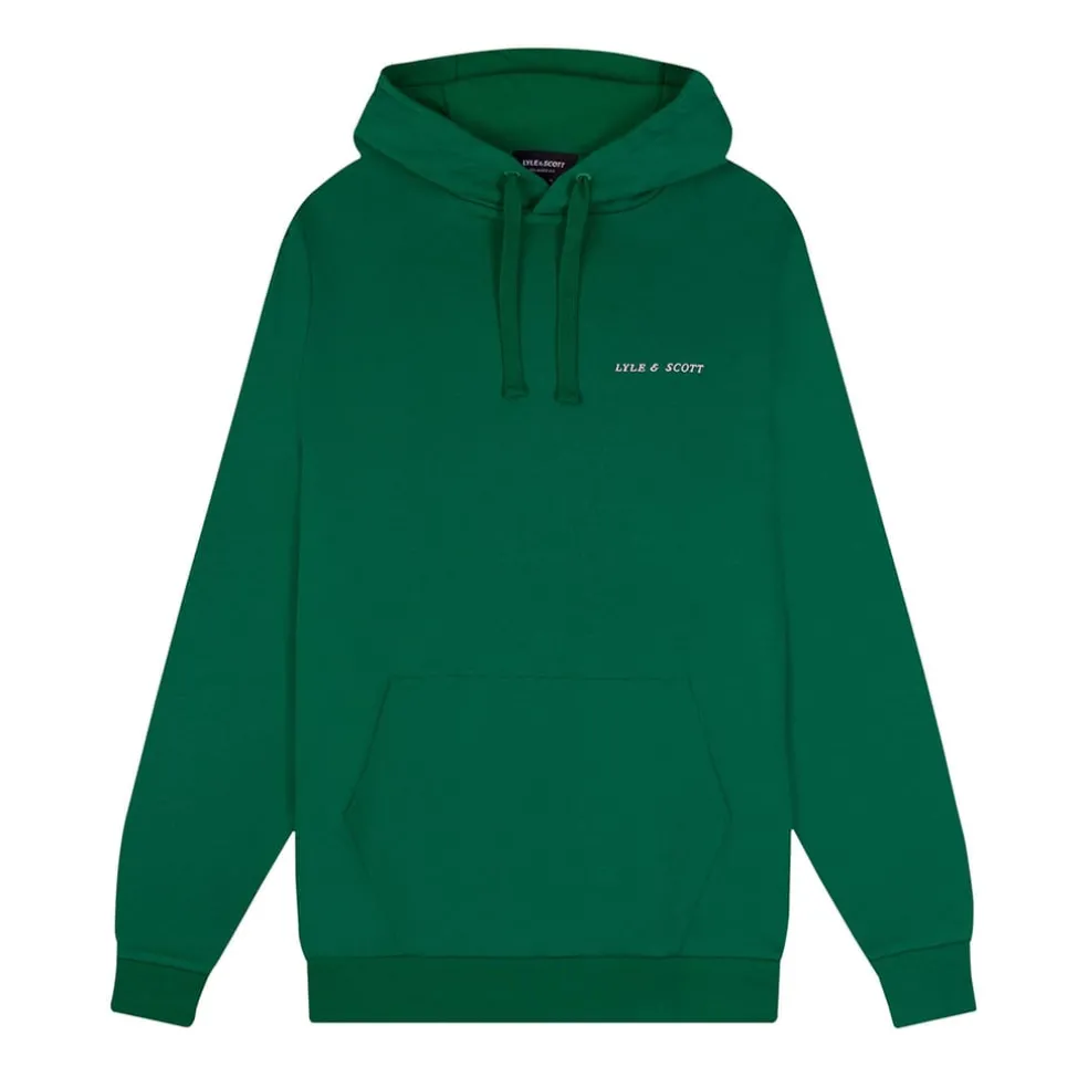 Lyle And Scott Loopback Embroidered Hoodie in Green