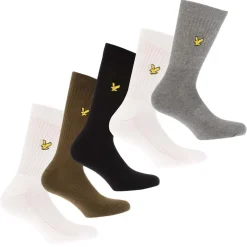 Lyle And Scott Mens 5 Pack Sport Socks in Black-White