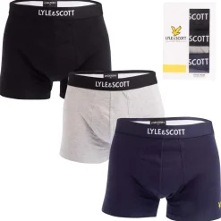 Lyle And Scott Mens Devon 3 Pack Boxer Shorts in Black Grey