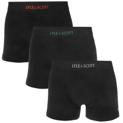 Lyle And Scott Mens Devon 3 Pack Boxer Shorts in Black