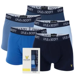 Lyle And Scott Mens Miller 5 Pack Boxer Shorts in Denim