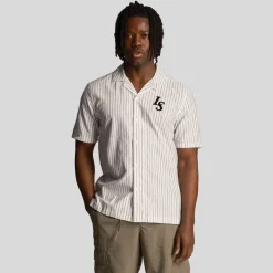Lyle And Scott Pinstripe Revere Collar Shirt in White